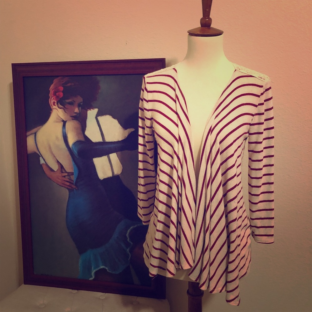 Delia’s Summer Cardigan - Cream/Burgundy